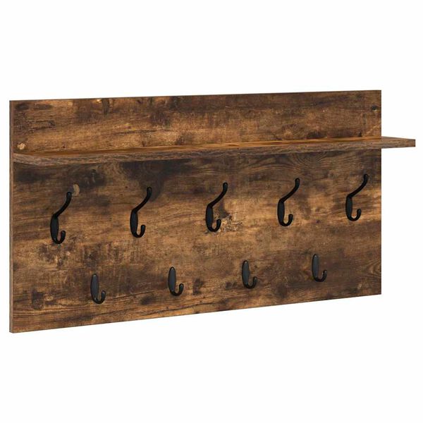 vidaXL Wandgemonteerde kapstok met plank Gerookt eiken 80 x 40 x 12 cm