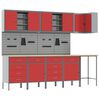 vidaXL Werkkast set met lade met plank met opslag 12 st Rood en Grijs