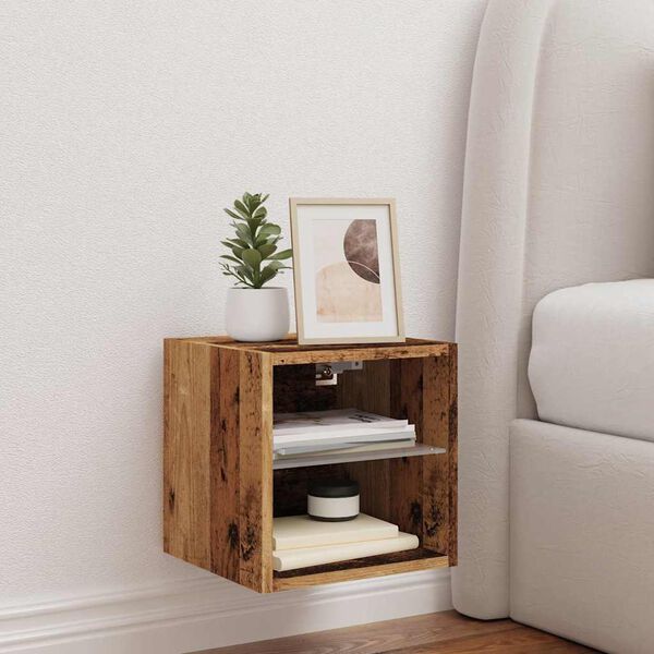 vidaXL Tv-wandmeubel met LED-verlichting 30x28,5x30 cm oud houtkleurig