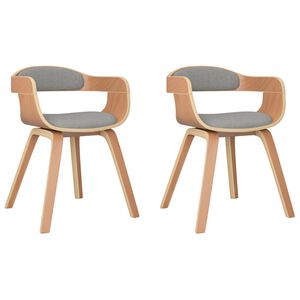 vidaXL Eetkamerstoel 2 st gebogen hout en stof taupe