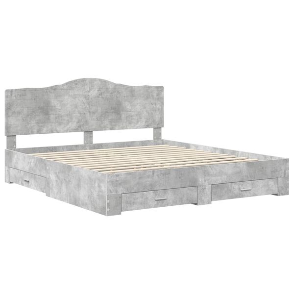 vidaXL Bedframe met hoofdeinde Beton Grijs 180 x 200 cm Bewerkt hout