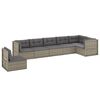 vidaXL 7-delige Loungeset met kussens poly rattan grijs