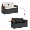 vidaXL 6-delige Loungeset met kussens poly rattan zwart