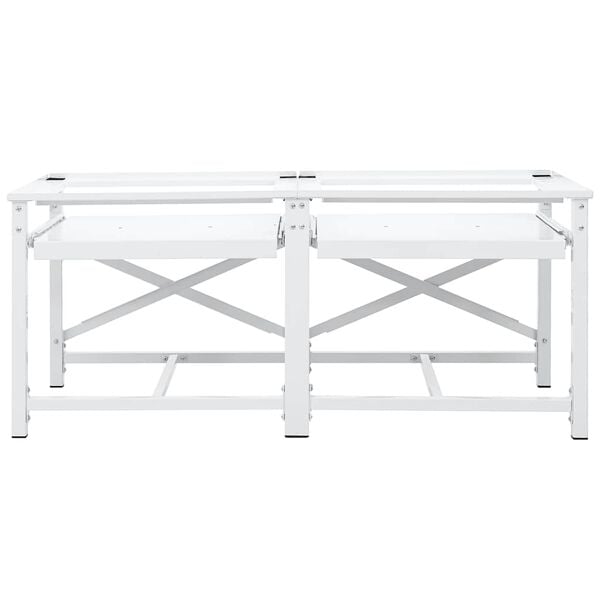 vidaXL Dubbele wasmachine sokkel met uittrekbare planken wit
