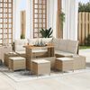vidaXL Tuinbankenset met kussen 9 pcs Beige poly rattan