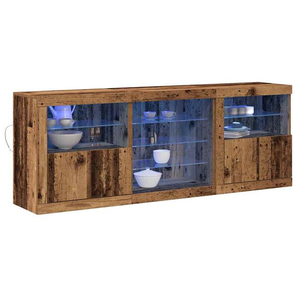 vidaXL LED Sideboard Oudhout 181,5 x 37 x 67 cm Bewerkt hout
