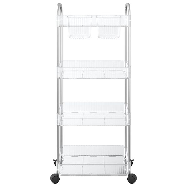 vidaXL Opbergtrolley 4-laags 37x28x95 cm acryl transparant
