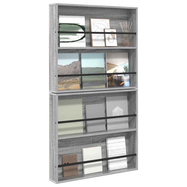 vidaXL Tijdschrift Rek 2 pcs Grijs Sonoma 80 x 12 x 70 cm Bewerkt hout