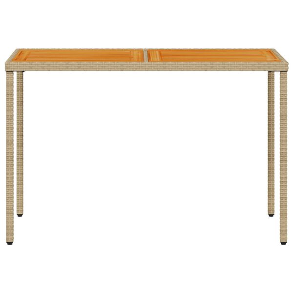 vidaXL Tuintafel met acaciahouten blad 115x54x74 cm poly rattan beige