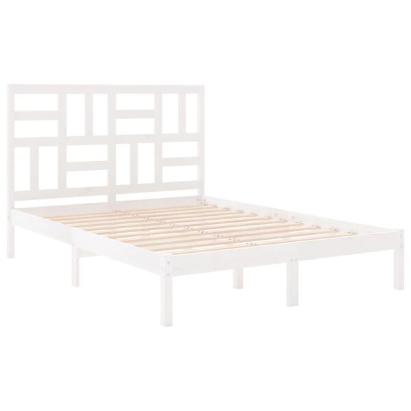 vidaXL Bedframe massief hout wit 120x190 cm