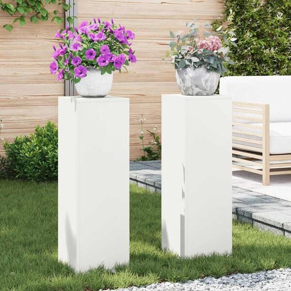 vidaXL Plantenstandaard 2 pcs Wit 24 x 24 x 75 cm Staal