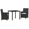 vidaXL Tuin eettafelset 3 st Zwart poly rattan