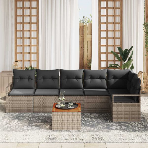 vidaXL Tuin Sofa Set 7 pcs Grijs