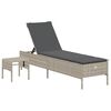 vidaXL Ligbed met tafel en kussen poly rattan lichtgrijs