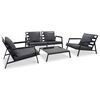 vidaXL 4-delige Loungeset met kussens aluminium donkergrijs
