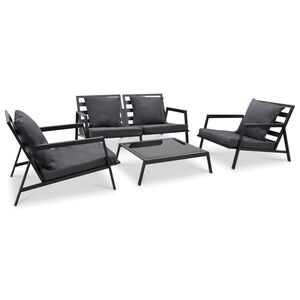 vidaXL 4-delige Loungeset met kussens aluminium donkergrijs