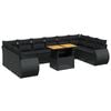 vidaXL 11-delige Loungeset met kussens poly rattan zwart