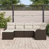 vidaXL Tuin Sofa Set met kussen 6 pcs Bruin en wit Poly riet