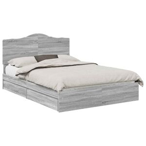 vidaXL Opslag bed met lade Grijs Sonoma 150 x 200 cm Bewerkt hout