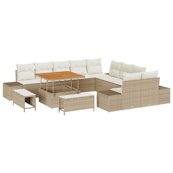 vidaXL Tuin Sofa Set met kussen met opslag 13 pcs Beige en Cr&egrave;me