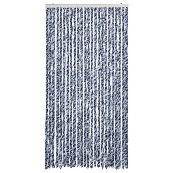 vidaXL Vliegengordijn 100x230 cm chenille blauw en wit