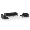 vidaXL 7-delige Loungeset met kussens poly rattan donkergrijs