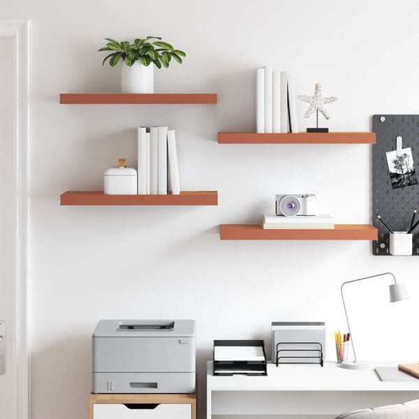 vidaXL Wandplank Wandgemonteerd 4 pcs Rood 60 x 23 x 4 cm Bewerkt hout