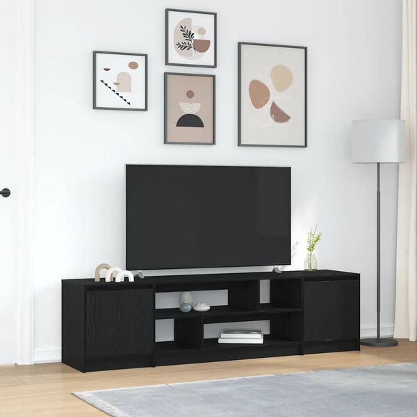 vidaXL Tv-meubel 188,5x41x50 cm spaanplaat zwart eikenkleurig