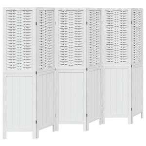 vidaXL Kamerscherm met 6 panelen massief paulowniahout wit