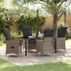 vidaXL Tuin eettafelset met kussen 5 pcs Grijs poly rattan