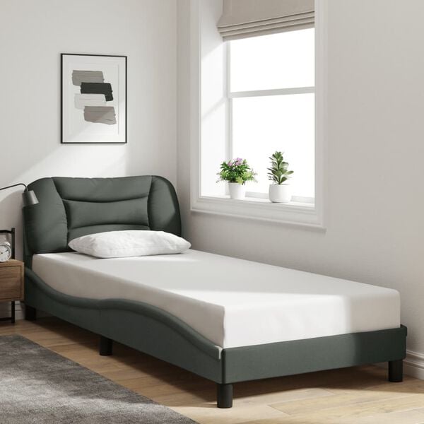 vidaXL Bedframe zonder matras "Hvar" 80x200 cm stof donkergrijs