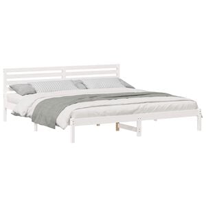 vidaXL Bedframe met hoofdeinde Wit 180 x 220 cm Massief grenenhout