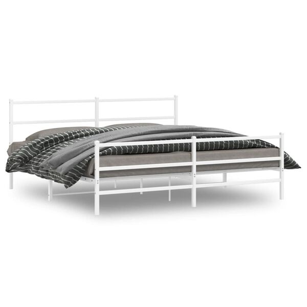 vidaXL Bedframe met hoofd- en voeteneinde&nbsp;metaal wit 193x203 cm