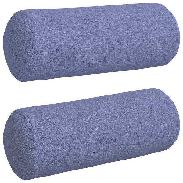 vidaXL Bolster Kussens 2 stuks Jeans Blauw Ø 15 x 40 cm Stof
