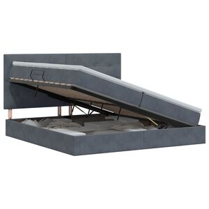vidaXL Opslag bed met matras Donkergrijs 200 x 200 cm Fluweel