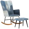 vidaXL Schommelstoel met voetensteun patchwork canvas blauw denim