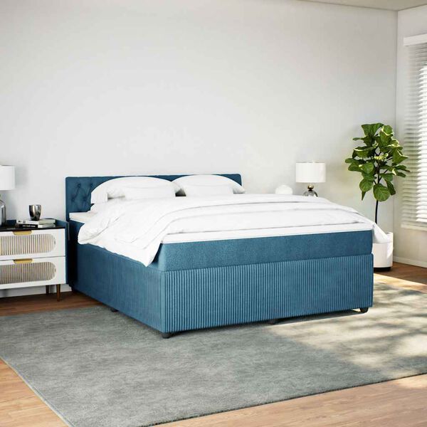 vidaXL Boxspring met matras fluweel blauw 180x200 cm