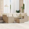 vidaXL 7-delige Loungeset met kussens poly rattan beige