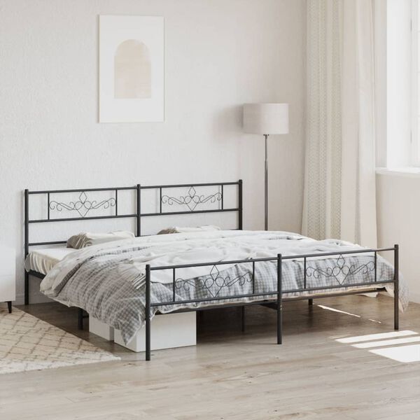vidaXL Bedframe met voetbord zonder matras metaal zwart 180x200 cm