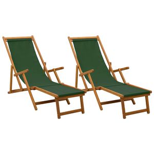 vidaXL Opvouwbare zonnebed 2 pcs 3 Positie Massief Eucalyptus Hout