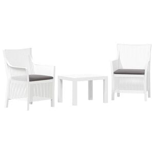 vidaXL Loungeset met kussen 3 pcs Wit PP