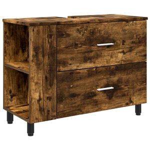 vidaXL Badkamer Waskom Gerookt eiken 80 x 35 x 60 cm Bewerkt hout