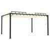 vidaXL Prieel met lamellendak 3x4 m stof en aluminium cr&egrave;mekleurig