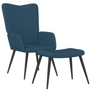 vidaXL Relaxstoel met voetenbank fluweel blauw