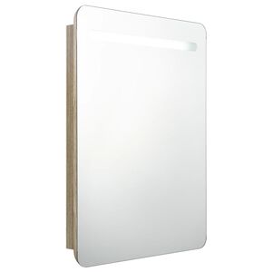 vidaXL Badkamerkast met spiegel en LED 60x11x80 cm eikenkleurig