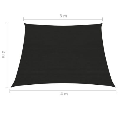 vidaXL Zonnezeil 160 g/m² 3/4x2 m HDPE zwart