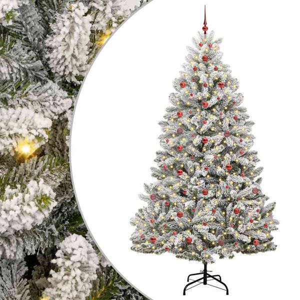 vidaXL Kunstkerstboom met 300 LED Groen en Wit 240 cm PVC en Metaal
