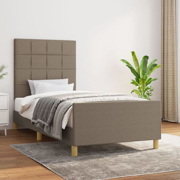 vidaXL Bedframe zonder matras 100x200 cm stof taupe