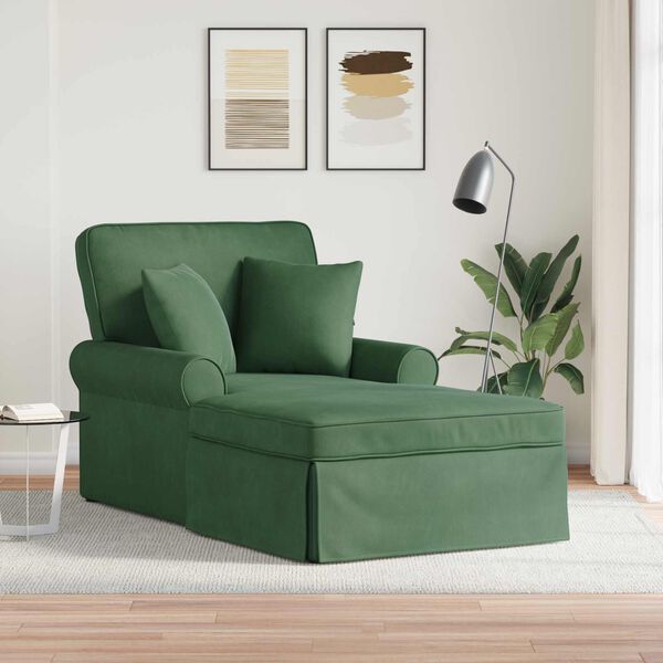 vidaXL Chaise Lounge met Rok met kussen Jungle Groen 91 x 157 x 91 cm