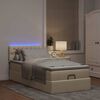 vidaXL Ottoman bed met matras en LED's 90x190cm stof cr&egrave;mekleurig